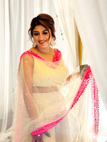 Load image into Gallery viewer, Ethereal Elegance: Ivory Georgette Sharara Set with Neon Accents
