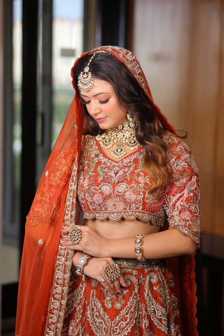 Celestial Splendor: Tanu Khera's Exquisite Bridal Lehenga in Organza and Zardozi Embroidery