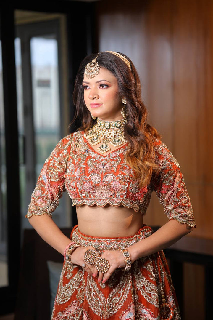 Celestial Splendor: Tanu Khera's Exquisite Bridal Lehenga in Organza and Zardozi Embroidery