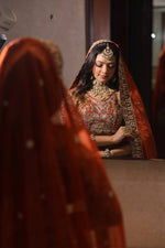 Load image into Gallery viewer, Celestial Splendor: Tanu Khera&#39;s Exquisite Bridal Lehenga in Organza and Zardozi Embroidery
