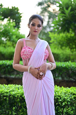 Load image into Gallery viewer, Elegant Corset-Style Blouse with Draped Lycra Saree
