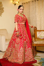 Load image into Gallery viewer, Opulent Red Bridal Lehenga – A Regal Vision
