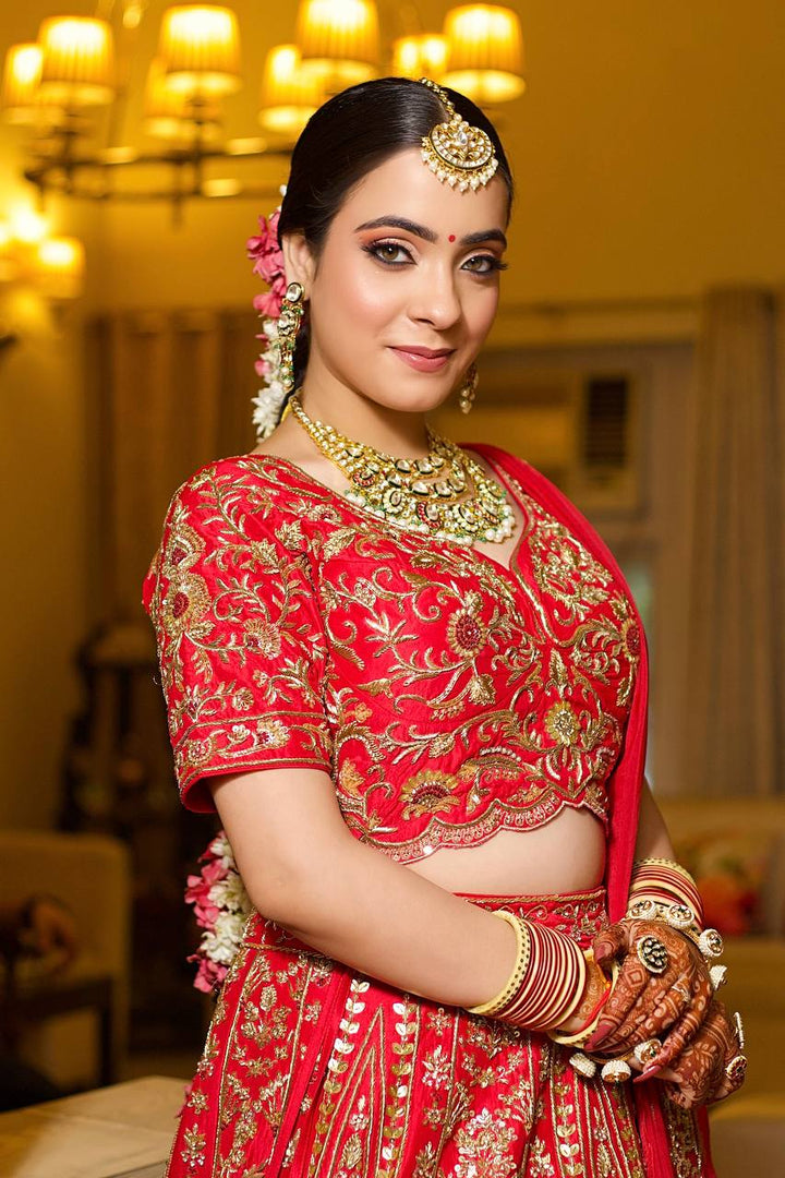 Opulent Red Bridal Lehenga – A Regal Vision