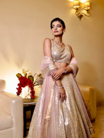 Load image into Gallery viewer, Golden Glamour: Heavy Sequins Embroidered Lehenga with Organza Dupatta
