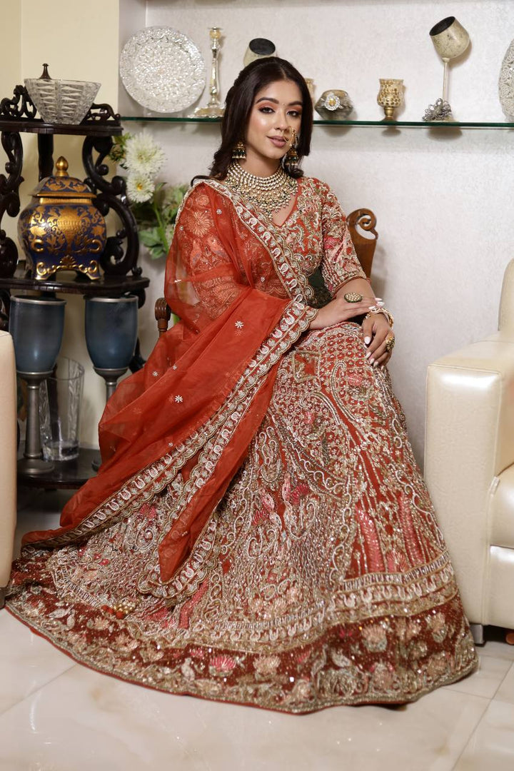 Heavenly Opulence: The Bridal Organza Lehenga by Tanu Khera Designs