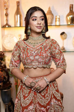 Load image into Gallery viewer, Heavenly Opulence: The Bridal Organza Lehenga by Tanu Khera Designs
